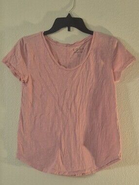 LOFT Pink Scoop Neck Short Sleeve Tee